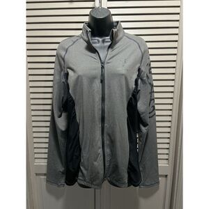 Younique Dark Gray/Black Zip Up Long Sleeve Athletic Jacket Pockets Size XL Logo